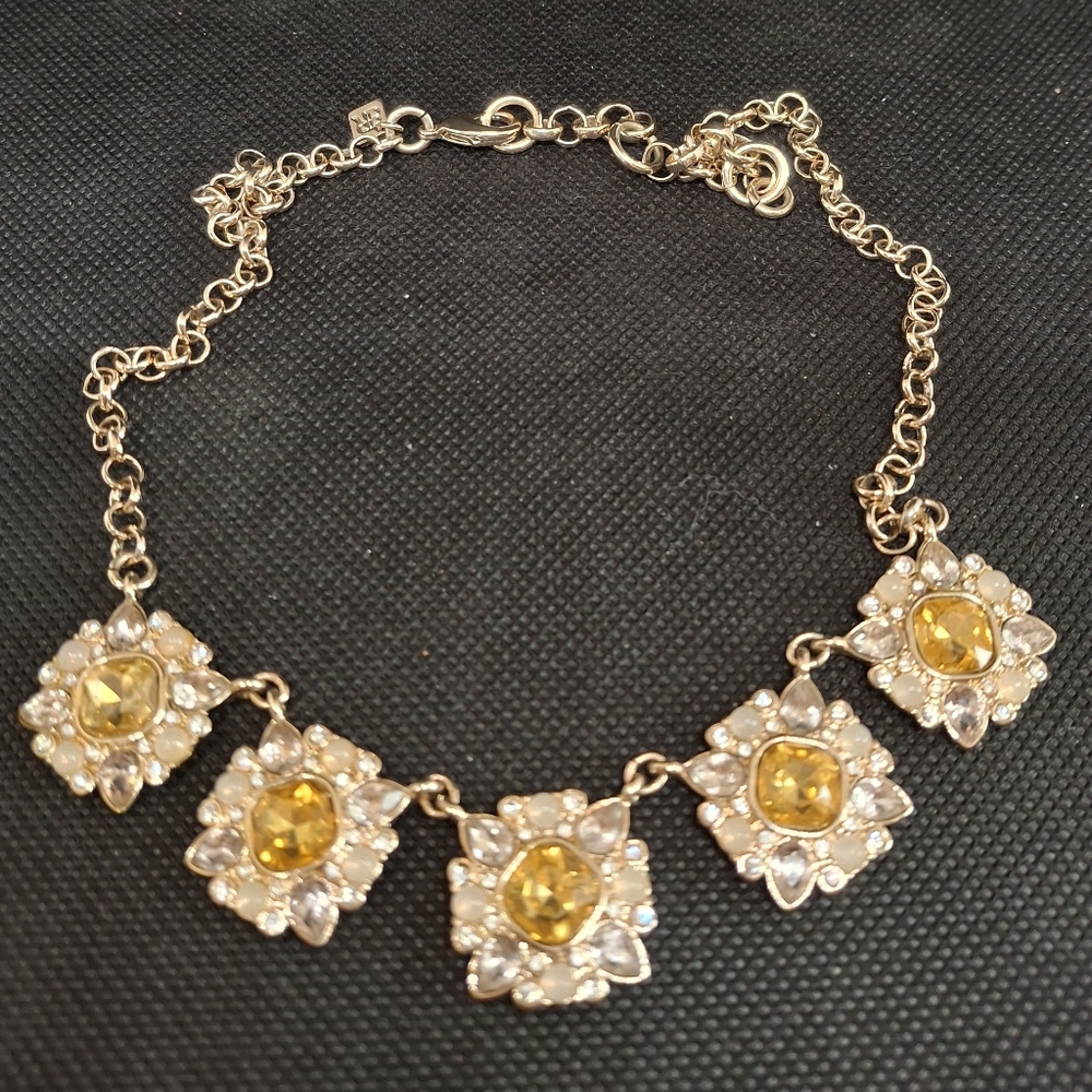 BANANA REPUBLIC Gold-Tone Yellow Crystal Statement Necklace 17-19"